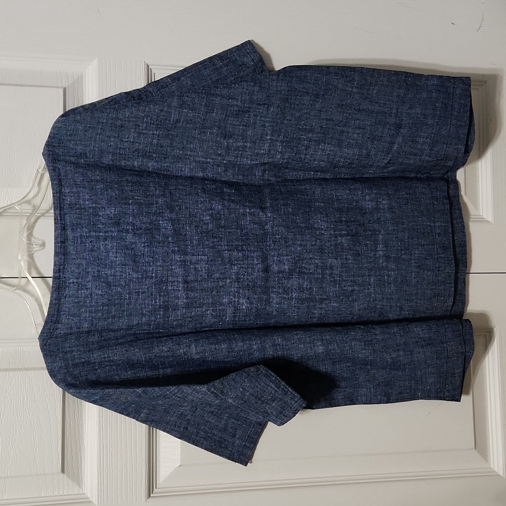 NWT Eileen Fisher Hemp Organic Cotton Chambray Ballet Neck Box Top. Size XXS - Picture 5 of 9
